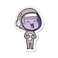 Obraz premium sticker of a happy cartoon astronaut