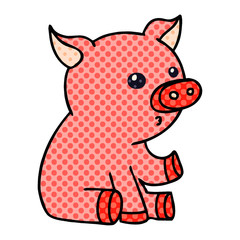 quirky comic book style cartoon pig
