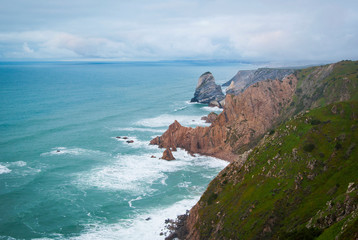 Fototapeta na wymiar The cliffs of Cabo da Roca, Portugal. The westernmost point of Europe