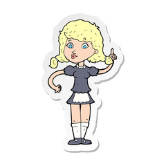 sticker of a cartoon pretty maid woman