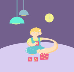 Autism. Early signs of autism syndrome in children. Vector emblem.  Children autism spectrum disorder ASD icon. Signs and symptoms of autism in a child.