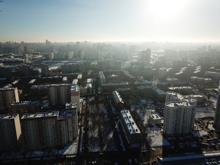 Fototapeta na wymiar Panorama moscow sky copter