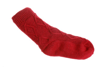 Red sock on white