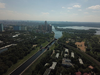Obraz premium Panorama moscow sky copter
