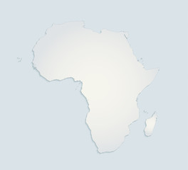 Africa continents map blue white paper 3D blank
