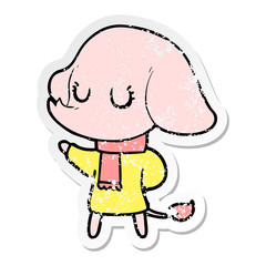 distressed sticker of a cute cartoon elephant