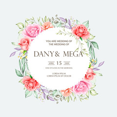 beautiful watercolor floral wedding card design