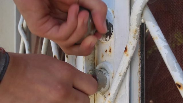 Door being opened with keys