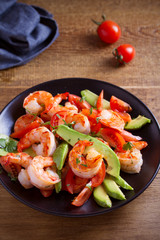 Shrimp, Avocado, Tomato and Cilantro Salad. vertical
