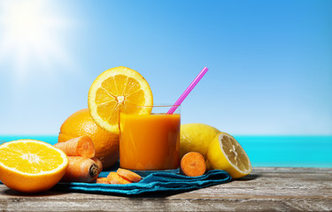 Carrot Orange And Lemon Juice Summer Drink