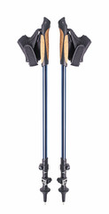 Pair of nordic walking poles or hiking sticks isolated on white background