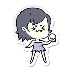 sticker of a annoyed cartoon vampire girl