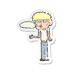 Fototapeta premium retro distressed sticker of a cartoon smoker