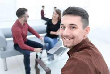 Fototapeta premium client on the background of the Bank's employees