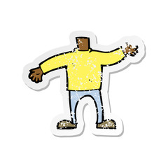 retro distressed sticker of a cartoon body waving arms
