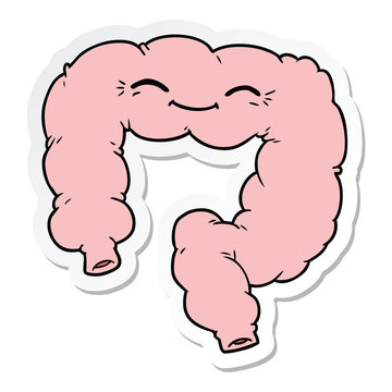 sticker of a cartoon happy colon