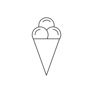 Flat line monochrome ice cream icon for web sites and apps. Minimal simple black and white ice cream icon. Isolated vector black ice cream icon on white background.