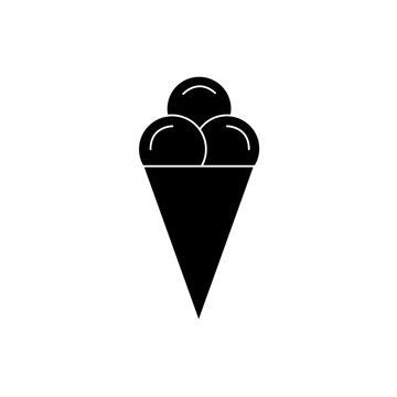 Flat line monochrome ice cream illustration for web sites and apps. Minimal simple black and white ice cream illustration. Isolated vector black ice cream illustration on white background.
