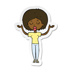 sticker of a cartoon peaceful woman