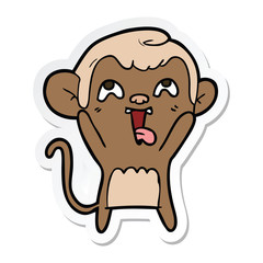 sticker of a crazy cartoon monkey