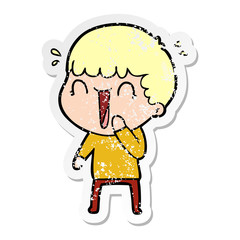 distressed sticker of a laughing cartoon man