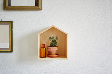 wooden house with cactus in it modern decoration