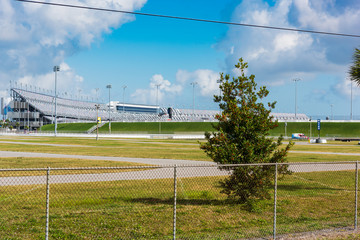 World famous Daytona International Speedway on a cloudy day