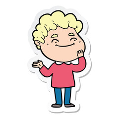 sticker of a cartoon friendly man