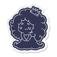 cartoon sticker of a cute kawaii princess girl