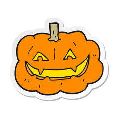 sticker of a cartoon spooky pumpkin