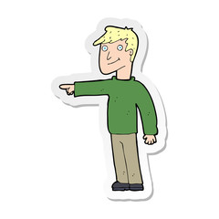 sticker of a cartoon man pointing