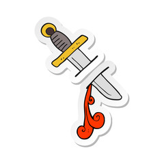 sticker of a cartoon tattoo knife symbol