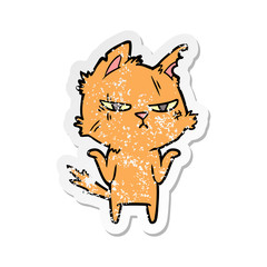 Obraz na płótnie Canvas distressed sticker of a tough cartoon cat
