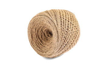 Spool of hemp rope isolated on white background