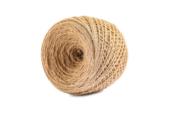 Spool of hemp rope isolated on white background