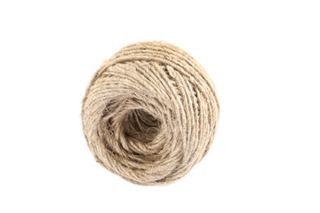 Spool of hemp rope isolated on white background