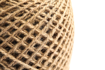 Spool of hemp rope on white background