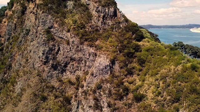 Drone view of Tapeka point, Russell Island, New Zealand.
