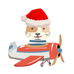 Cartoon dog fly on a airplane. Image for children clothes, postcards.