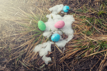 Easter eggs in the snow