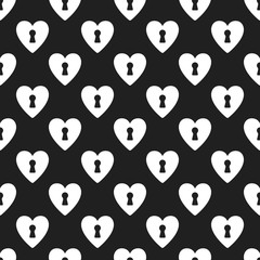 Seamless pattern with icons of keyhole hearts. Good for Valentines Day, wedding invitation and other.