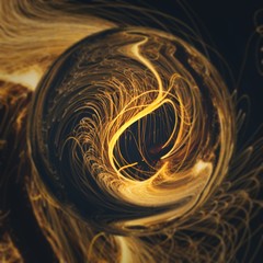 Creative golden graphic painting pattern with oil imitation effect. Luxury background for creating rich design cover, blank, web banner or card. Beautiful cool fractal art. Stock. Gold color artwork.