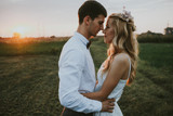 Wedding couple at sunset