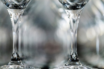 Wine Glass at the exhibition on the table. wedding decor