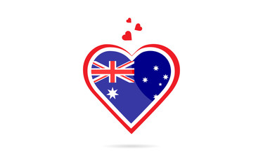 Australia country flag inside love heart creative logo design