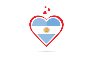 Argentina country flag inside love heart creative logo design