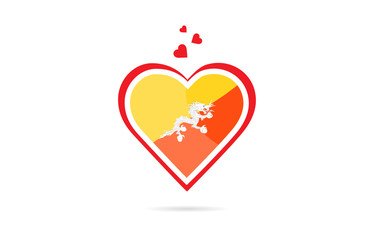 Bhutan country flag inside love heart creative logo design