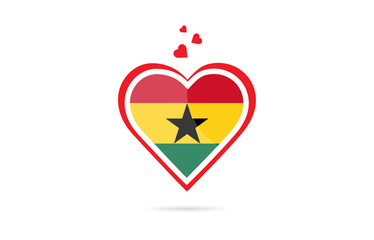 Ghana country flag inside love heart creative logo design
