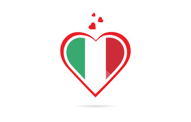 Fototapeta premium Italy country flag inside love heart creative logo design