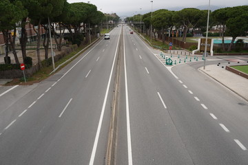 Highway of Barcelona in Castelldefels. Spain. Aerial view